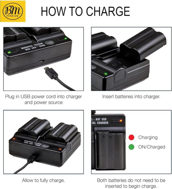 BM Premium 2 Pack of EN-EL15C High Capacity Batteries and Du...