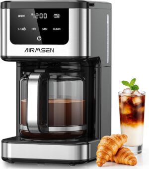 AIRMSEN 14-Cup Programmable Drip Coffee Maker – 1000W Fast B...