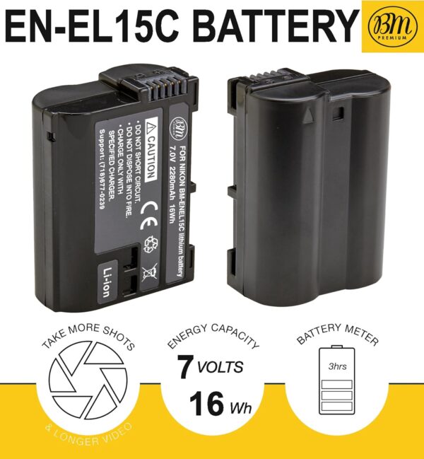 BM Premium 2 Pack of EN-EL15C High Capacity Batteries and Du...