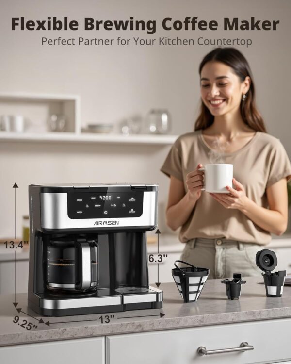 AIRMSEN 12-Cup Programmable Dual Coffee Maker – Single Serve...