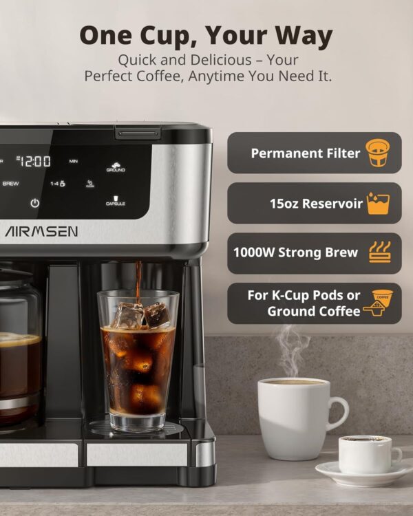 AIRMSEN 12-Cup Programmable Dual Coffee Maker – Single Serve...