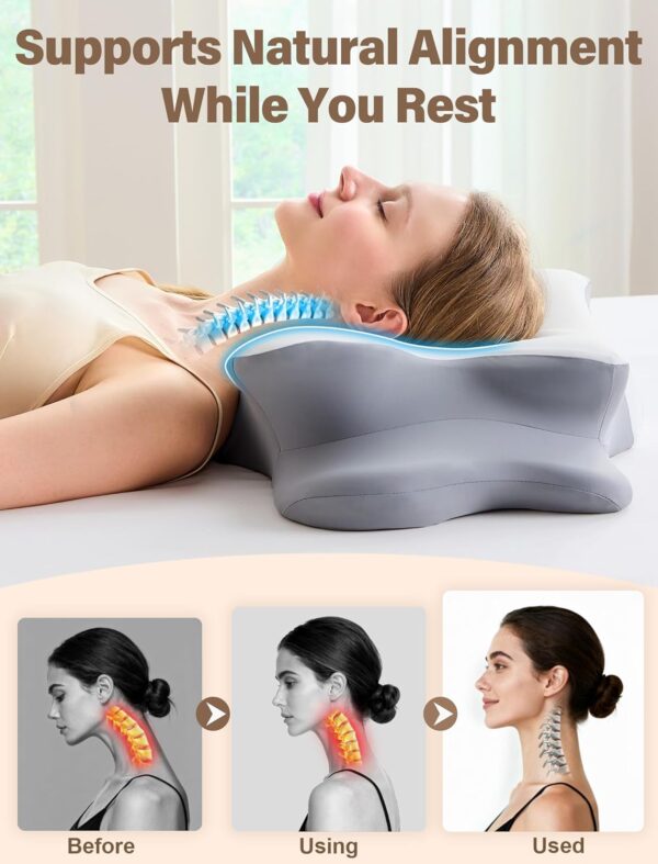 Cervical Neck Pillow for Pain Relief – Ergonomic Memory Foam...