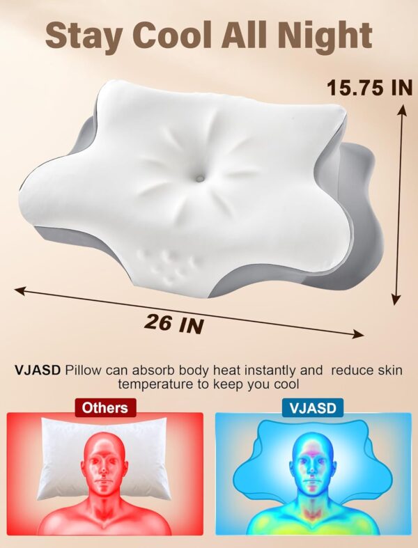 Cervical Neck Pillow for Pain Relief – Ergonomic Memory Foam...