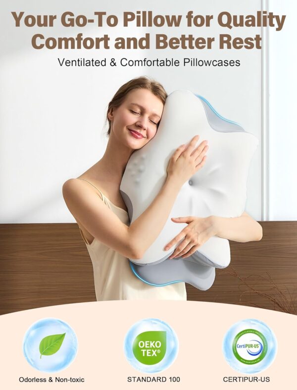 Cervical Neck Pillow for Pain Relief – Ergonomic Memory Foam...